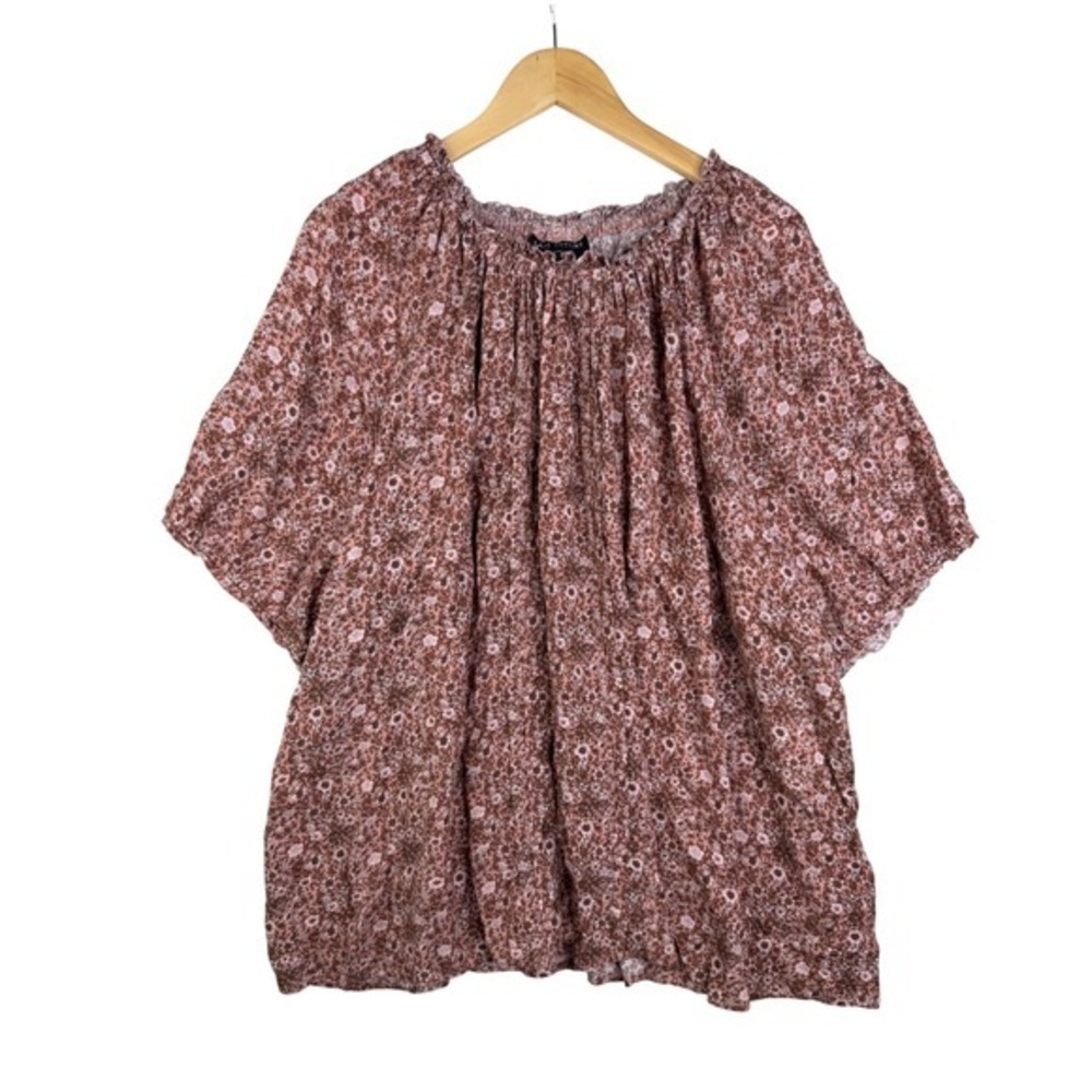 Lane Bryant Women's Puff Sleeve Crew Neck Pintuck Blouse Size‎ 26/28 Pink